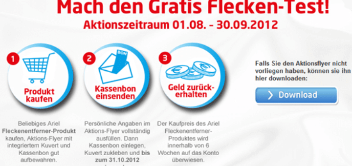 Ariel Fleckentferner Cashback-Aktion