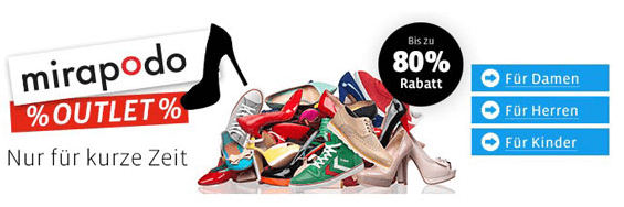 Mirapodo Sale mit bis zu 80%