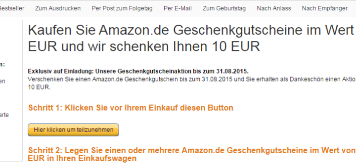 10 Euro Extra beim Kauf von 40 Euro Amazon Gutschein